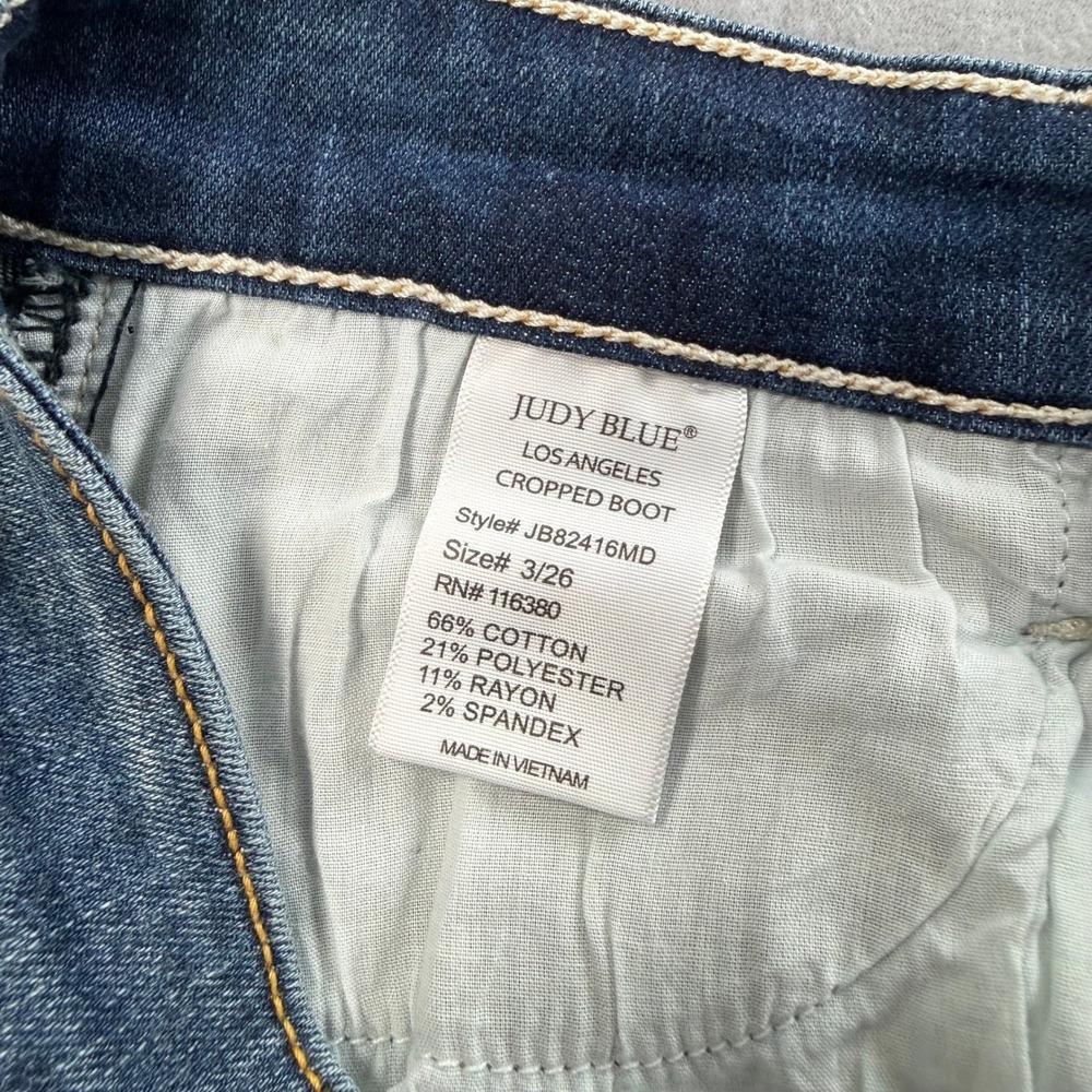 Judy Blue Cropped Bootcut Jeans Womens 3/26 Blue Raw Hem - Picture 5 of 9
